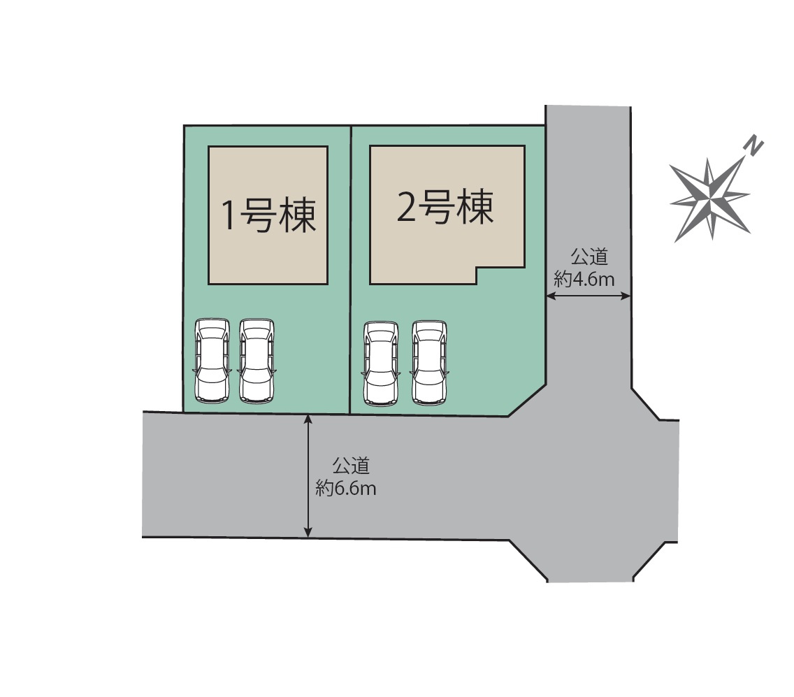 福岡市西区野方3丁目第1-2棟（2号棟）の区画図|配置図（2号棟）