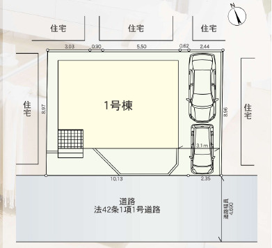 厚木市緑ケ丘第10　新築戸建　全1棟1号棟の区画図