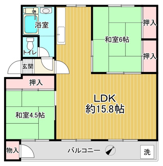 【間取り】 | 愛宕2丁目住宅　清潔感のある共用部分！管理体制良好！ | 専有面積が６２．１０㎡あり、リフォームの幅も広がり、ライフスタイルに合わせた住空間を実現できます。