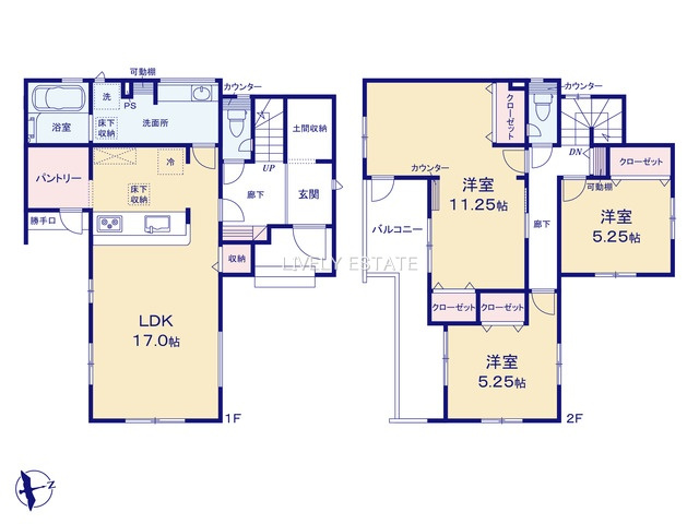 越谷市大字平方 新築分譲住宅の間取り