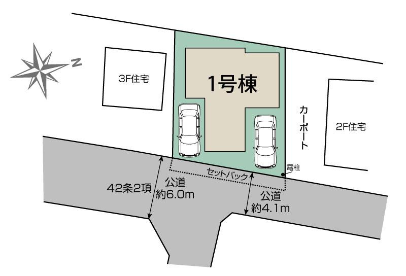 越谷市大字平方 新築分譲住宅の区画図