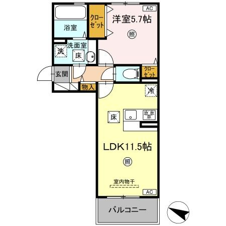 上益城郡益城町大字古閑のアパートの間取り