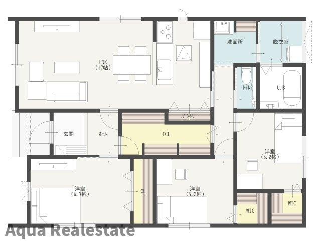 丸亀市郡家町の新築一戸建の間取り