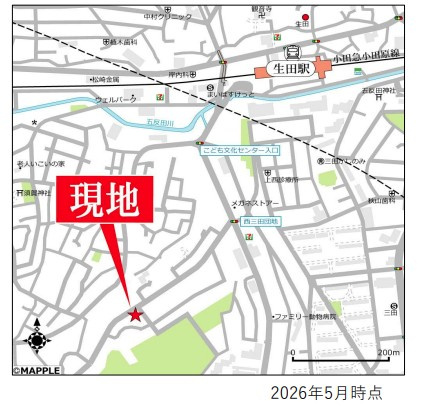 川崎市多摩区栗谷４丁目のアパートの地図