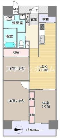 シャトーサンパークスクエアの間取り|3LDKの物件です