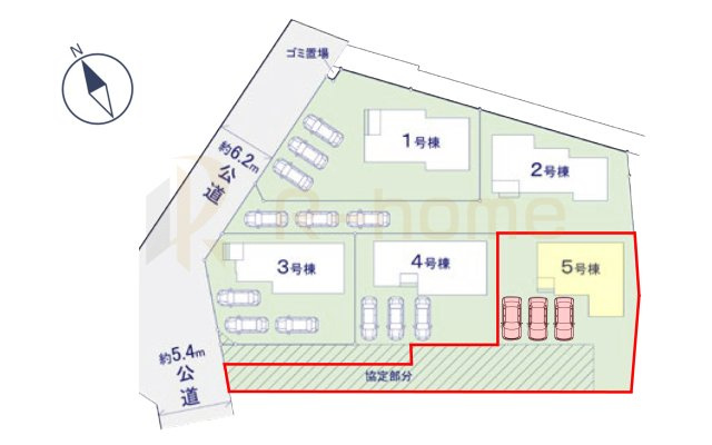 取手市井野8期　新築戸建て　5号棟の区画図|大きなお買い物だからこそ、メリット・デメリットを伝えさせて頂きます。
R-homeにお任せください♪