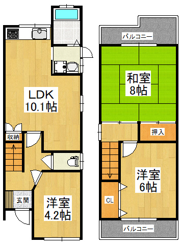 【間取り】 | 堺市東区日置荘西町7丁貸家