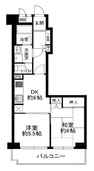 【間取り】 | ハイラーク西京極 | 専有面積45.04㎡