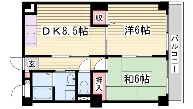 姫路市東延末４丁目の賃貸マンションの間取り