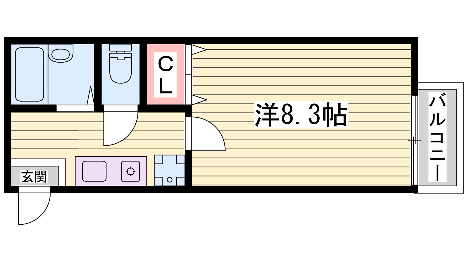 姫路市網干区興浜のハイツの間取り
