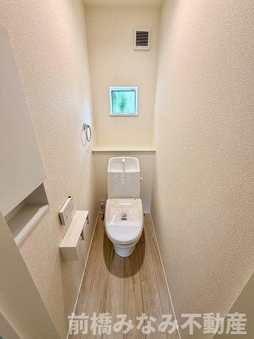 【新築平屋】前橋市朝倉町３丁目01期　限定１棟　リナージュ　新築建売のトイレ|トイレです