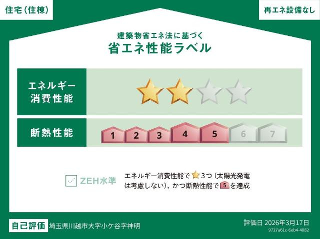 仮）川越市小ヶ谷アパート新築工事の外観|省エネ性能ラベル