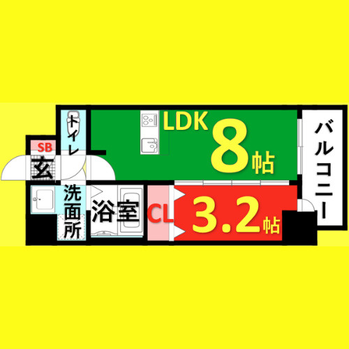 メイクス矢場町　名古屋市賃貸　仲介手数料無料の間取り