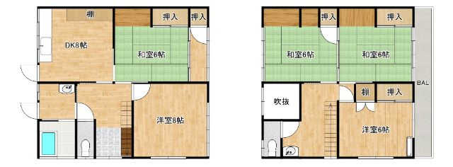 山祇町貸家の間取り