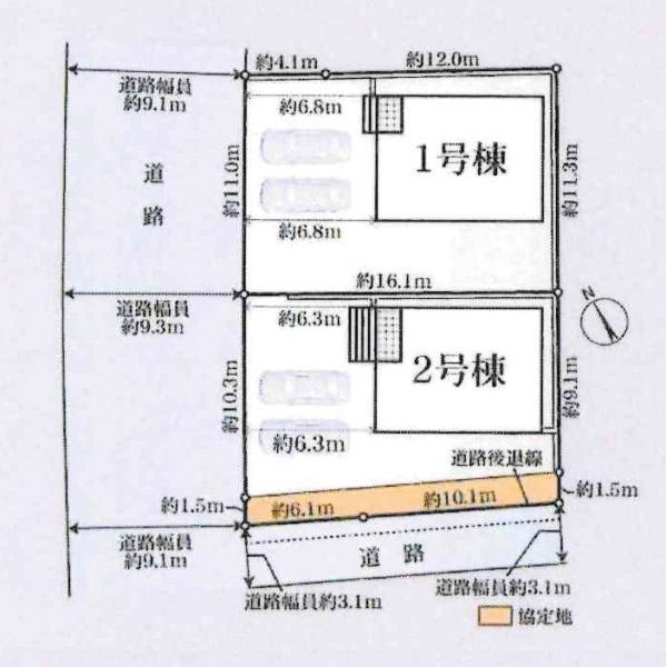 岡崎市細川町第16　全2棟・2号棟の区画図|2号棟です。