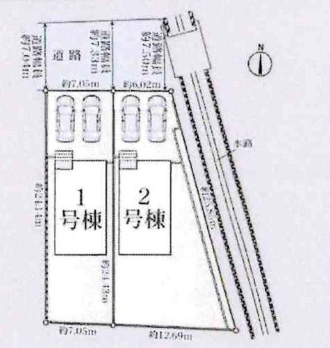 碧南市浜田町第1　全2棟・1号棟の区画図|1号棟です。