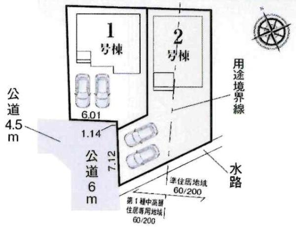 碧南市笹山町3丁目　全2棟・1号棟の区画図|1号棟です。
