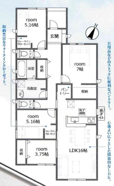 豊川市御津町第1期　全5棟・3号棟の間取り|間取り図です