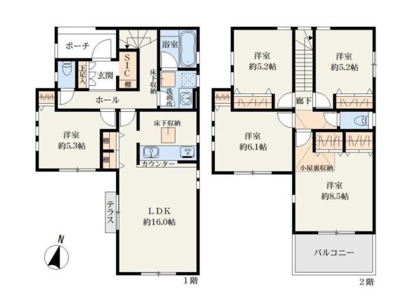 相模原市南区麻溝台５丁目の中古一戸建の間取り