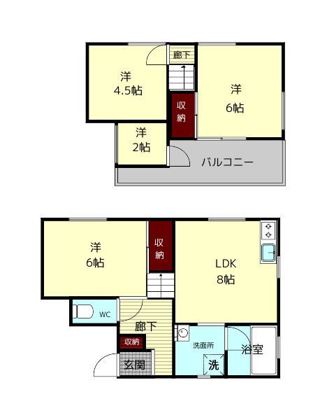 生駒市西松ケ丘の一戸建ての間取り