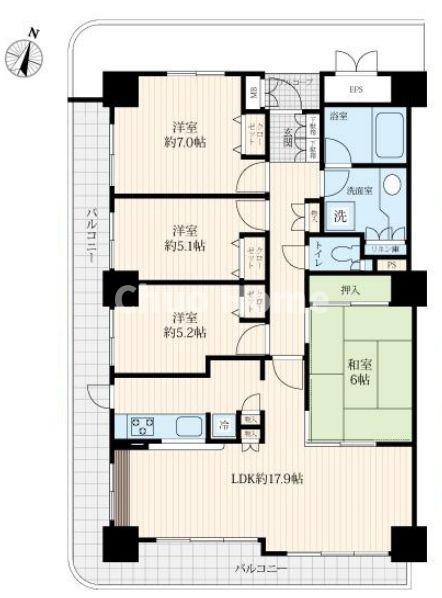 ビューネタワー平井の間取り|専有面積：90㎡超・4LDK。15階部分・南西角部屋住戸につきまして日当たり・通風・眺望良好。新規リノベーション施工が完了いたしましたのでいつでも内覧が可能です。