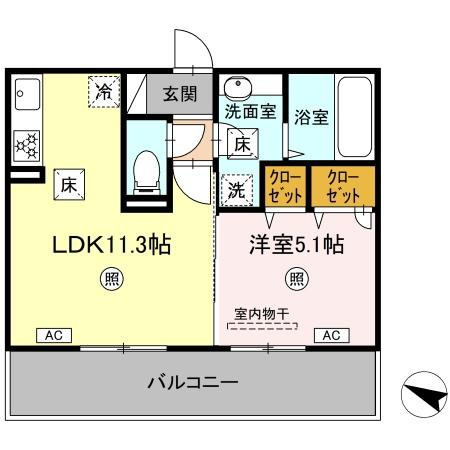 上益城郡益城町大字古閑のアパートの間取り