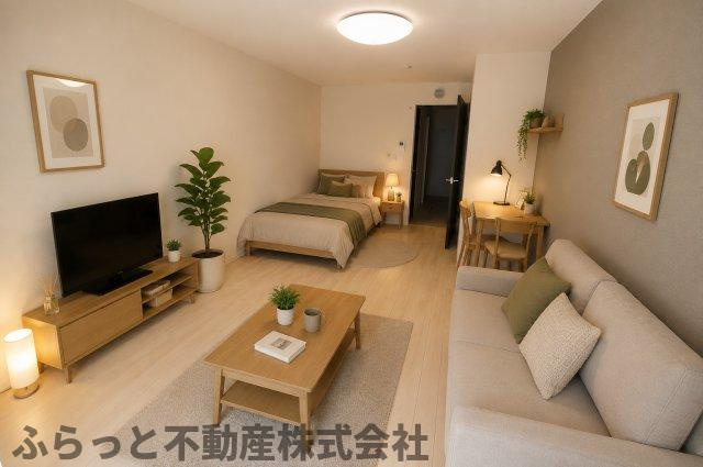 仮）阿見町岡崎新築アパートの居間・リビング|家具・家電はAIによるイメージになります