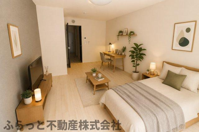 仮）阿見町岡崎新築アパートの居間・リビング|家具・家電はAIによるイメージになります