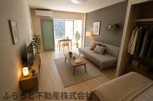 仮）阿見町岡崎新築アパートの居間・リビング|家具・家電はAIによるイメージになります