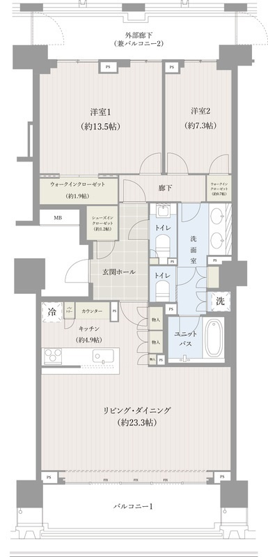 千代田区三番町の賃貸マンションの間取り