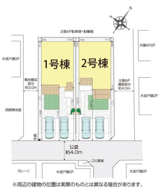 川越市広栄町4期全2棟　新築戸建の区画図|令和8年7月6日撮影。