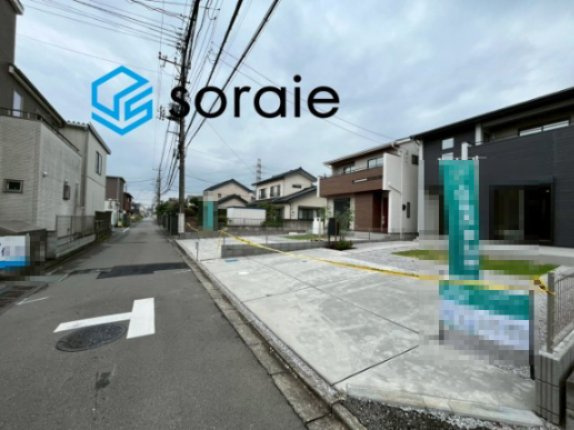 川越市広栄町4期全2棟　新築戸建の前面道路含む現地写真|令和8年7月6日撮影。