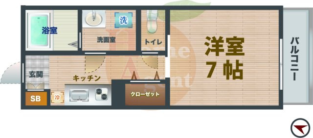 【間取り】 | SUNNY COURT | 1Kのお部屋です。