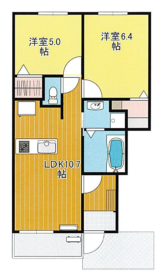 ベル・アベニールⅡ ペット可！（家賃補助対象）の間取り|使いやすさを重視した２LDKの間取りです。