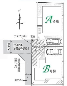 所沢市上安松13期全2棟　新築戸建　ハートフルタウンの区画図