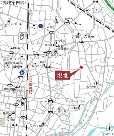 【新築】藤岡市下戸塚　４号棟(全５棟)　リーブルガーデン　新築建売分譲の地図