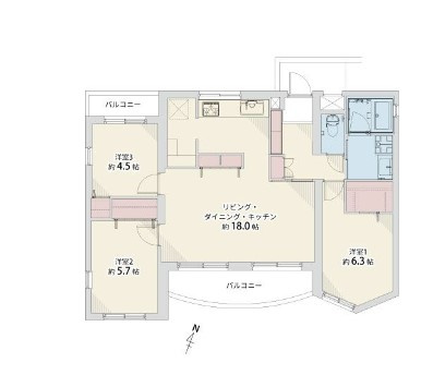 東峰マンション竹下の間取り|家具配置もしやすく、毎日の生活を快適にしてくれる間取りです。

