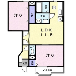 【間取り】 | コリーヌ　ＨＩＲＡＯＫＡ　Ｂ