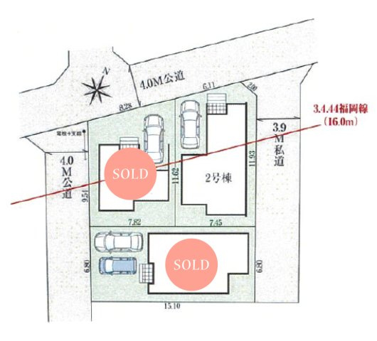 ふじみ野市福岡中央２丁目の新築一戸建の区画図|閑静な住宅街で住環境良好♪
スーパーまで徒歩4分で毎日のお買い物に便利です。
