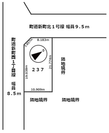紋別郡遠軽町丸瀬布新町２３７番　売地の土地図