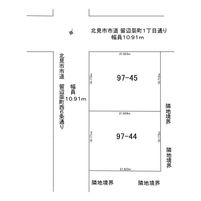 北見市留辺蘂町温根湯温泉９７番４５、９７番４４　売地の土地図