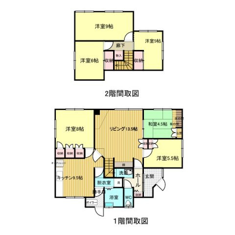 北見市三楽町２２７番地２　中古売家外土地２筆の間取り|【間取図】６LDK住宅です。