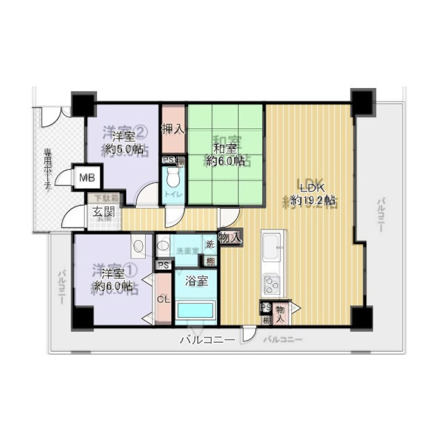 藤井寺市恵美坂１丁目の中古マンションの間取り