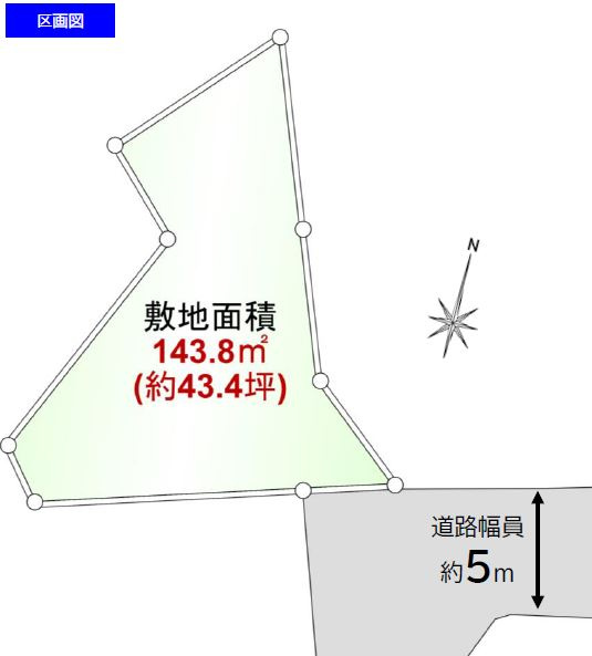 中古戸建　川越市砂新田の区画図|敷地面積４３．４坪！建物面積２７．０５坪！　都市ガス・本下水利用可能！
