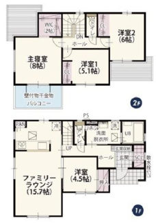 【間取り】 | ワイウッドコート小山市中久喜第1期　 | 全部屋南向きで明るい室内が特徴