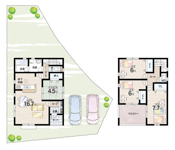 西脇市上野　第3期　新築一戸建ての間取り|2号地