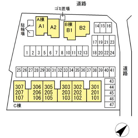 プラージュC棟の区画図