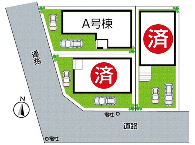 松原市小川　新築一戸建ての区画図|全３区画