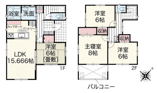 [新築住宅] 鶴ヶ島市中新田 全3邸の間取り
