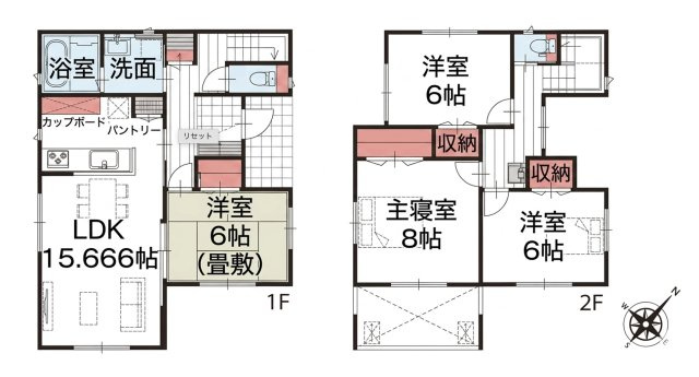 [新築住宅] 鶴ヶ島市中新田 全3邸の間取り